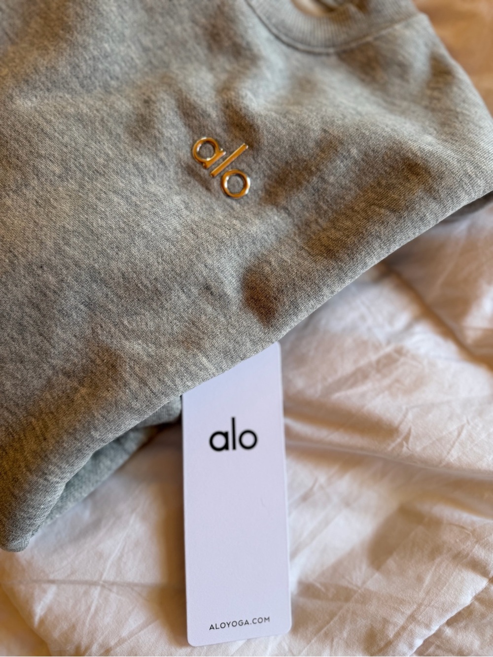 ALO Yoga Gray Crewneck Sweatshirt with Silver signature Logo